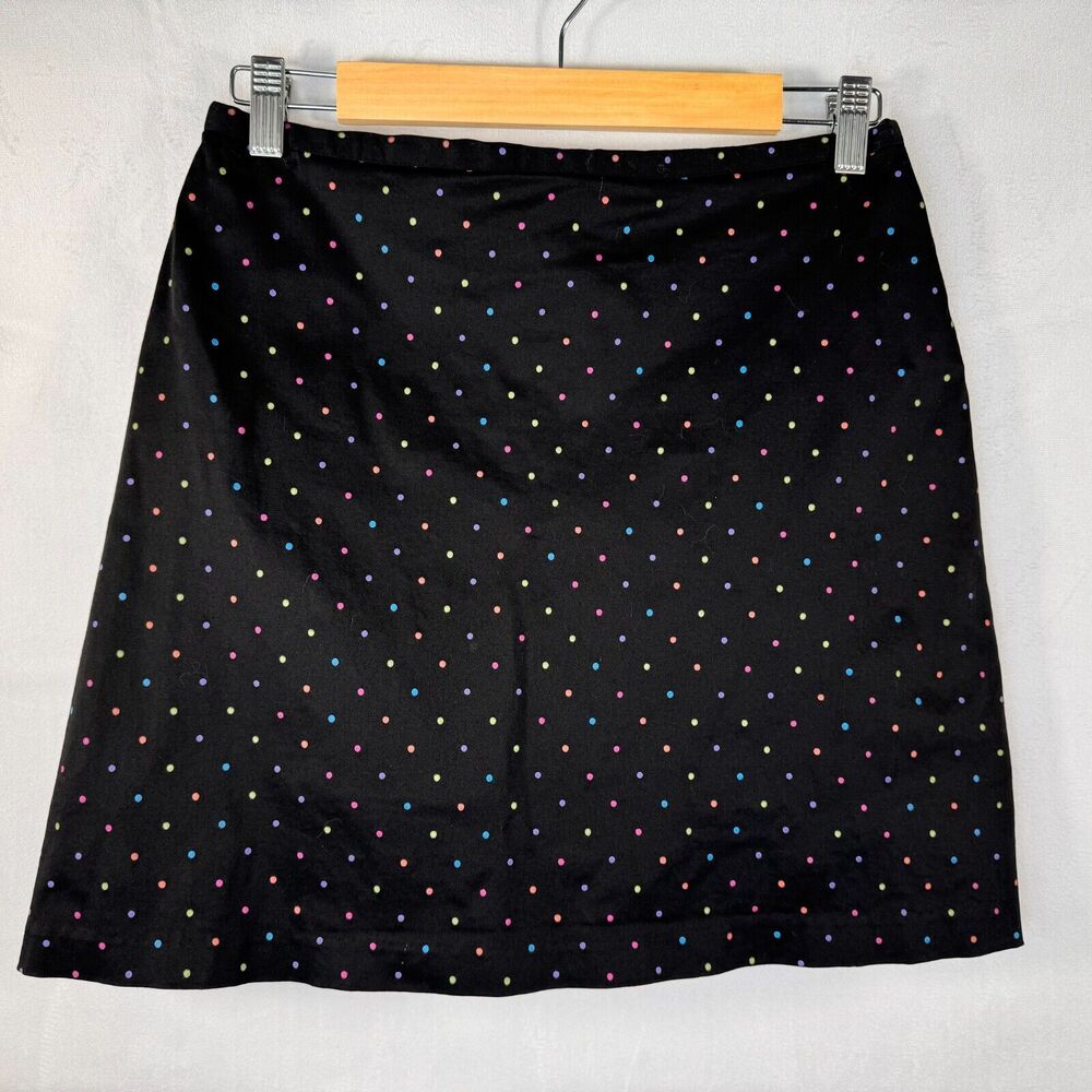Larry Levine Skort Sz 8 Stretch Black with Multicolor Polka Dots